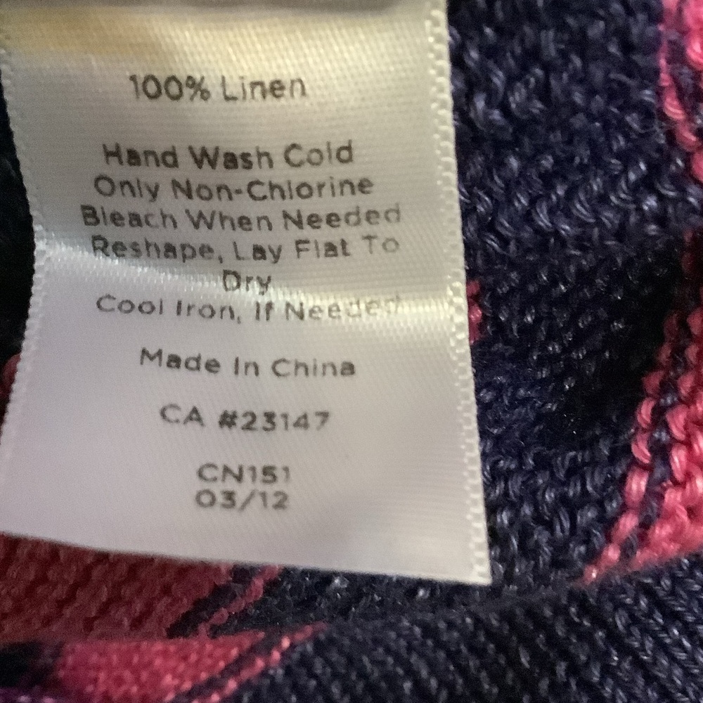 Talbots Vibrant Pink and Navy Striped Sweater, Linen, XL - Picture 9 of 9